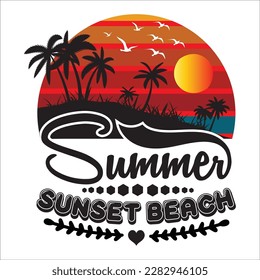 Summer Sunset Beach t shirt design 