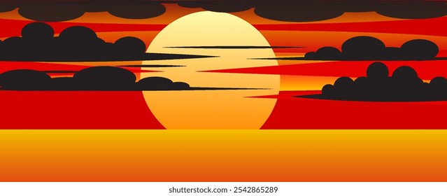 Summer sunset by the beach. vector