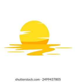 Sommerlicher Sonnenuntergang Cartoon. Dämmerung Blick, Natur Horizont, Morgengrauen Sommer Sonnenuntergang Zeichen. einzelne Symbol, Vektorgrafik
