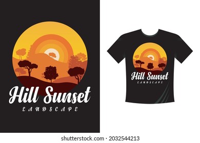 Summer sunset distressed vector t-shirt design with palm trees silhouette and phrase "Summer vibes". Can be used for dark and light shirts.