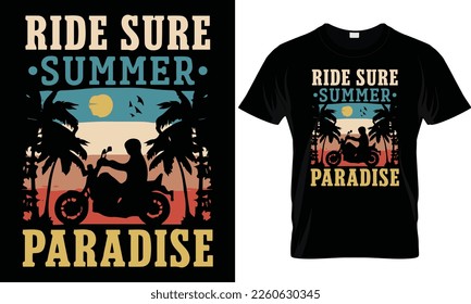 Summer sunset distressed vector t-shirt design with palm trees silhouette and phrase "Summer vibes". Can be used for dark and light shirts.