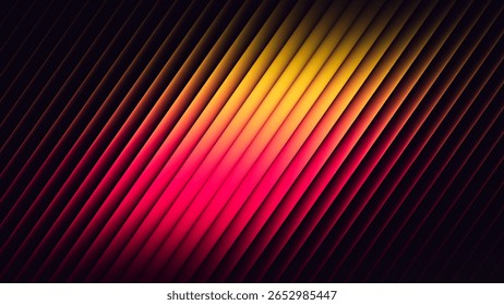Summer sunset glow with vibrant gradient light with fractal glass effect and illuminated with warm blending glowing tones. Vibrant sunset glowing through geometric structural glass. Vector background