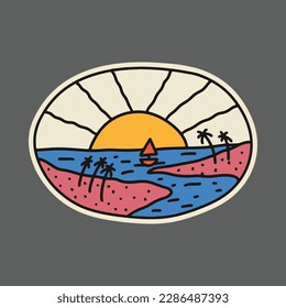 Summer sunset graphic illustration vector art t-shirt design
