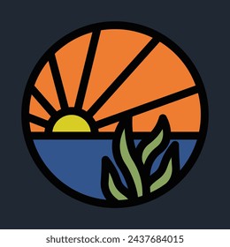 Summer sunset graphic illustration vector art t-shirt design