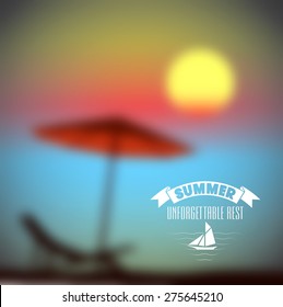summer sunset on the beach vector background