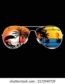 Summer sunset sunglass t shirt design