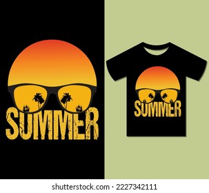 Summer Sunset T shirt Design.
Ready to print for apparel, poster,  vibes, rise, silhouette, illustration.
 Modern, Trendy tee, art, typography, retro t shirt vector.