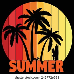 Summer sunset t shirt design