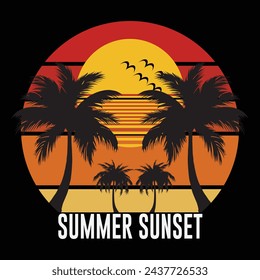 Summer sunset t shirt design