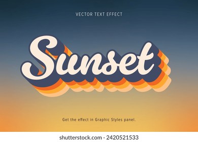 summer sunset text effect. retro vibes typography.