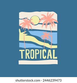 summer sunset tropical beach poster t shirt design