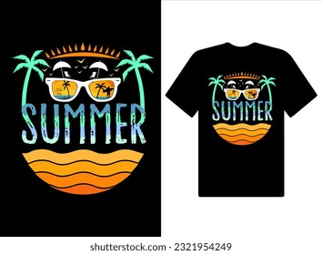 Summer sunset Tshirt Design. graphics, vector t-shirt design, Trendy tee, art,  summer t shirt design,vintage summer, retro vintage, Summer vibes,typography  tshirt design,  
