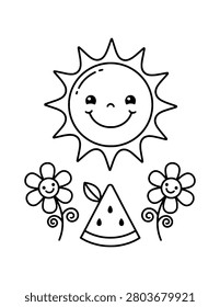 Summer Sunshine Scene Coloring