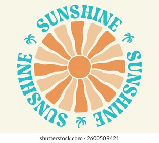 Summer Sunshine. Summer vibes artwork. Sunshine paradise graphic print design. Surf club design. Beach Sunset modern abstract art.