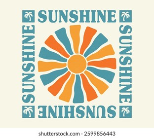 Summer Sunshine Waves artwork. Sunshine wave graphic print design.
