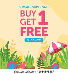 Summer super sale banner design template.