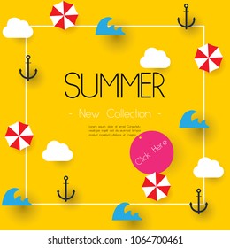summer super sale, vector illustration template poster brochure voucher and banner, summer new collection, promotion discount