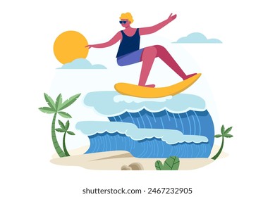 Summer Surf Beach Adventures Vector