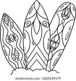 Summer Surf Boards Isolated Coloring Page for Kids