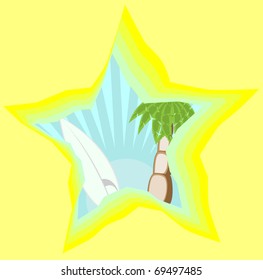 Summer surf and palm background