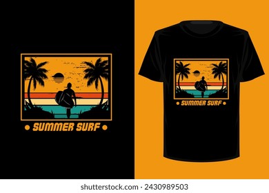 Summer Surf Retro Vintage T Shirt Design