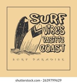 Summer and surf slogan graphic vector print lettering for t shirt print design
