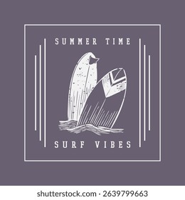 Summer and surf slogan graphic vector print lettering for t shirt print design