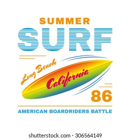 Summer surf typography poster. Print on t-shirt