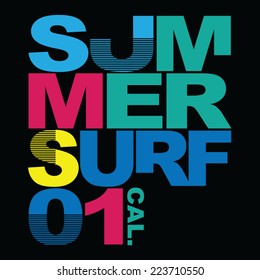 Summer surf typography, t-shirt graphics , vectors
