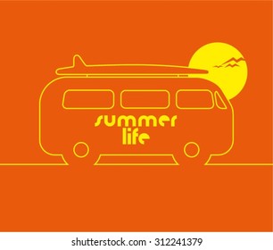 Summer surf van illustration