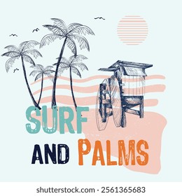 summer surf vector graphic design