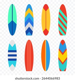 Summer surfboard design, water sports collection elements.
