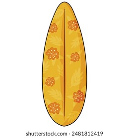 Summer surfboard floral design in cartoon style