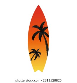 Summer Surfboard with palm trees. hawaii Vector graphics in flat style