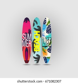 summer surfboards isolated