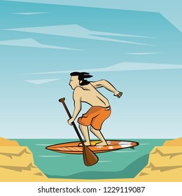 summer surfer man cartoon