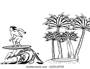 summer surfer man cartoon
