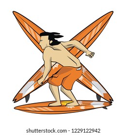 summer surfer man cartoon