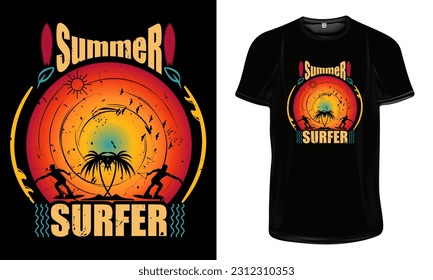 Summer Surfer T-Shirt Design, Enjoy the Surfing of the Summer T-Shirt Design, Summer Quotes for T-Shirt Design Print.
