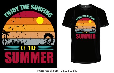 Summer Surfer T-Shirt Design, Enjoy the Surfing of the Summer T-Shirt Design, Summer Quotes for T-Shirt Design Print.