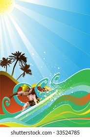 summer surfer vector