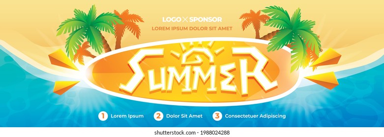 Cartel de verano en el Surfing Board