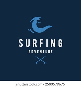 Summer Surfing california vintage retro logo with surfboard and waves concept.Logo for label, summer holiday, business, badge.