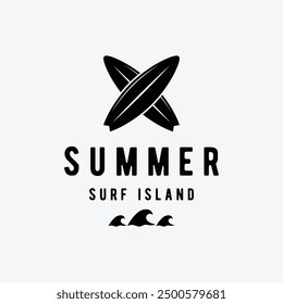 Summer Surfing california vintage retro logo with surfboard and waves concept.Logo for label, summer holiday, business, badge.