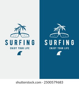 Summer Surfing california vintage retro logo with surfboard and waves concept.Logo for label, summer holiday, business, badge.