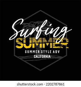 SUMMER SURFING design typography, Grunge background vector design text illustration, sign, t shirt graphics, print.