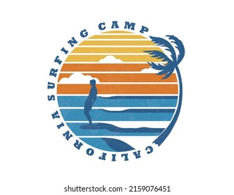 summer surfing design vector for print 