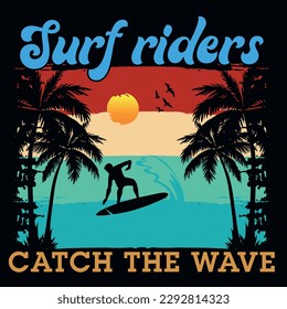 Summer surfing graphics tshirt design vector design