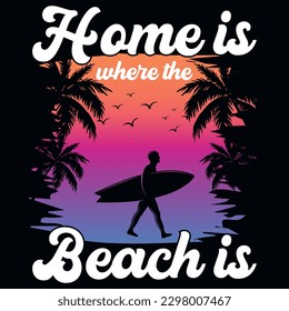 Summer surfing graphics tshirt design 