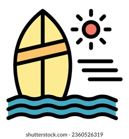 Summer surfing icon outline vector. Wind kite. Sport extreme color flat